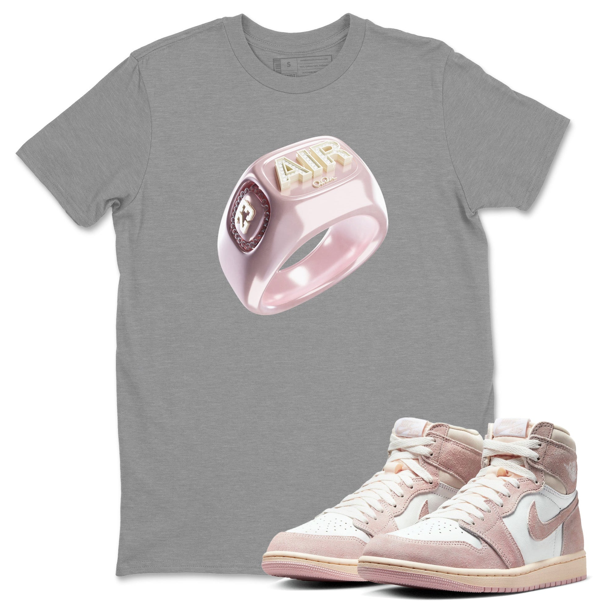 AJ1 Retro High OG Washed Pink Sneaker Match Tees Diamond Ring Sneaker Tees AJ1 Retro High OG Washed Pink Sneaker Release Tees Unisex Shirts Heather Grey 1
