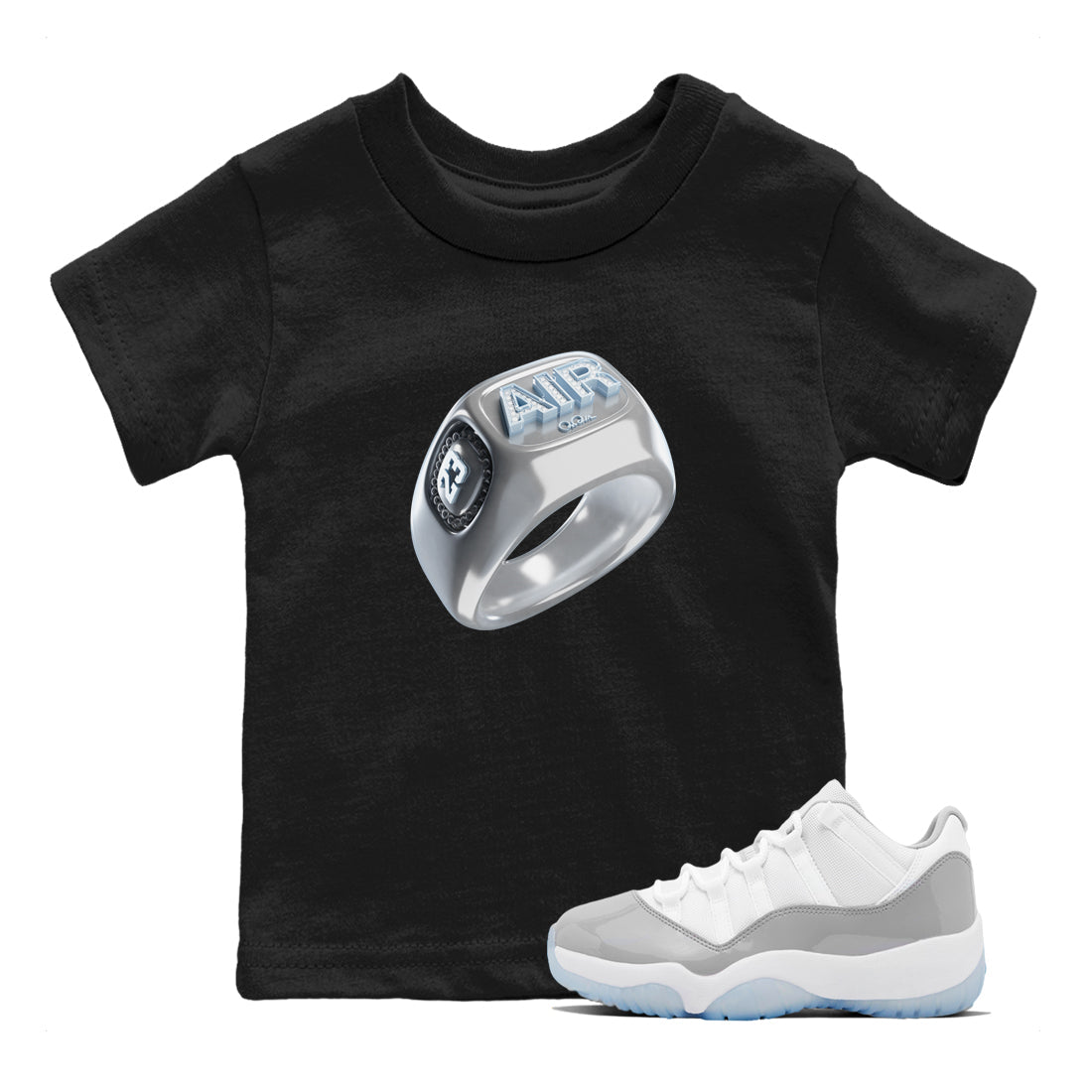 Air Jordan 11 White Cement Sneaker Match Tees Diamond Ring Sneaker Tees Air Jordan 11 Cement Grey Sneaker Release Tees Kids Shirts Black 1