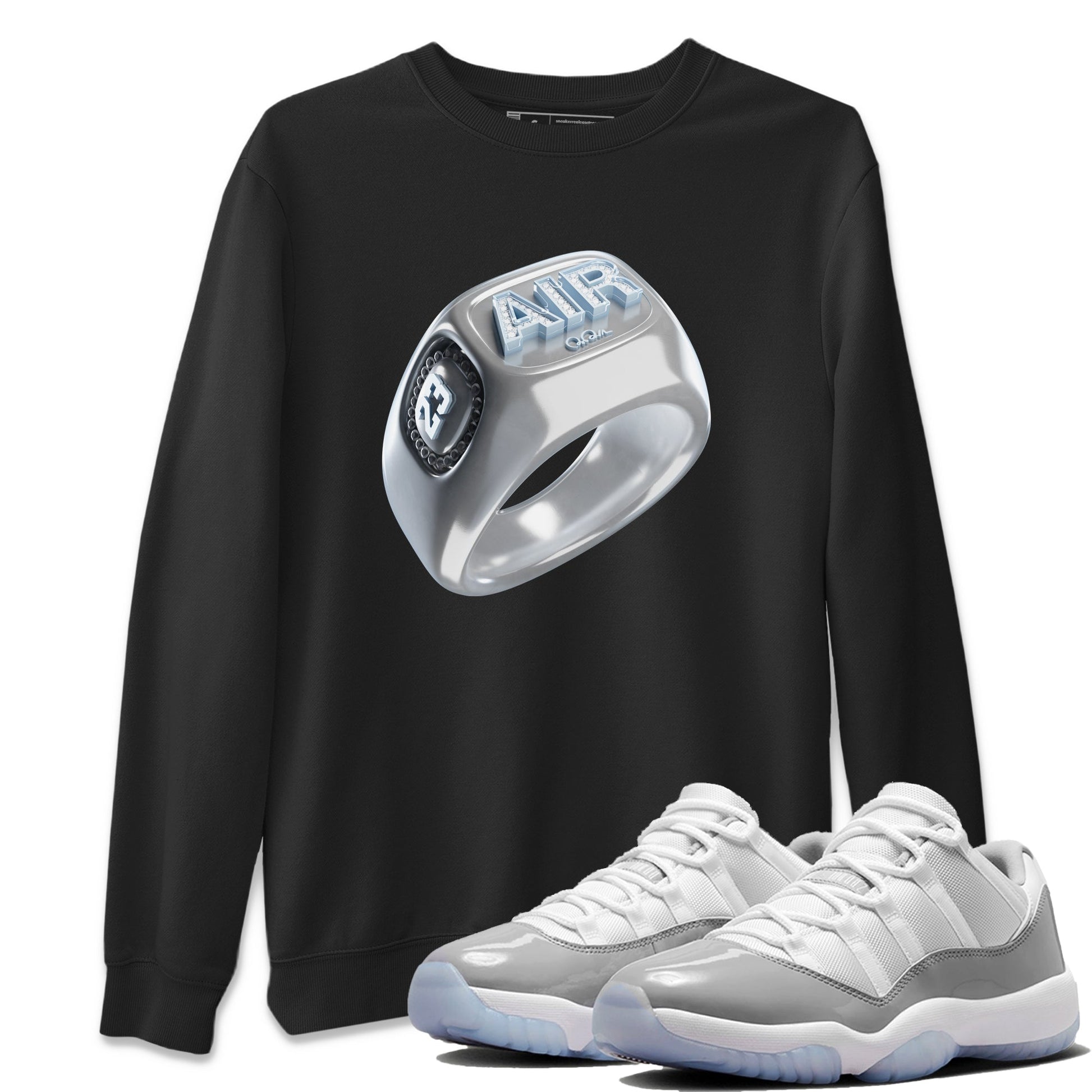 Air Jordan 11 White Cement Sneaker Match Tees Diamond Ring Sneaker Tees Air Jordan 11 Cement Grey Sneaker Release Tees Unisex Shirts Black 1