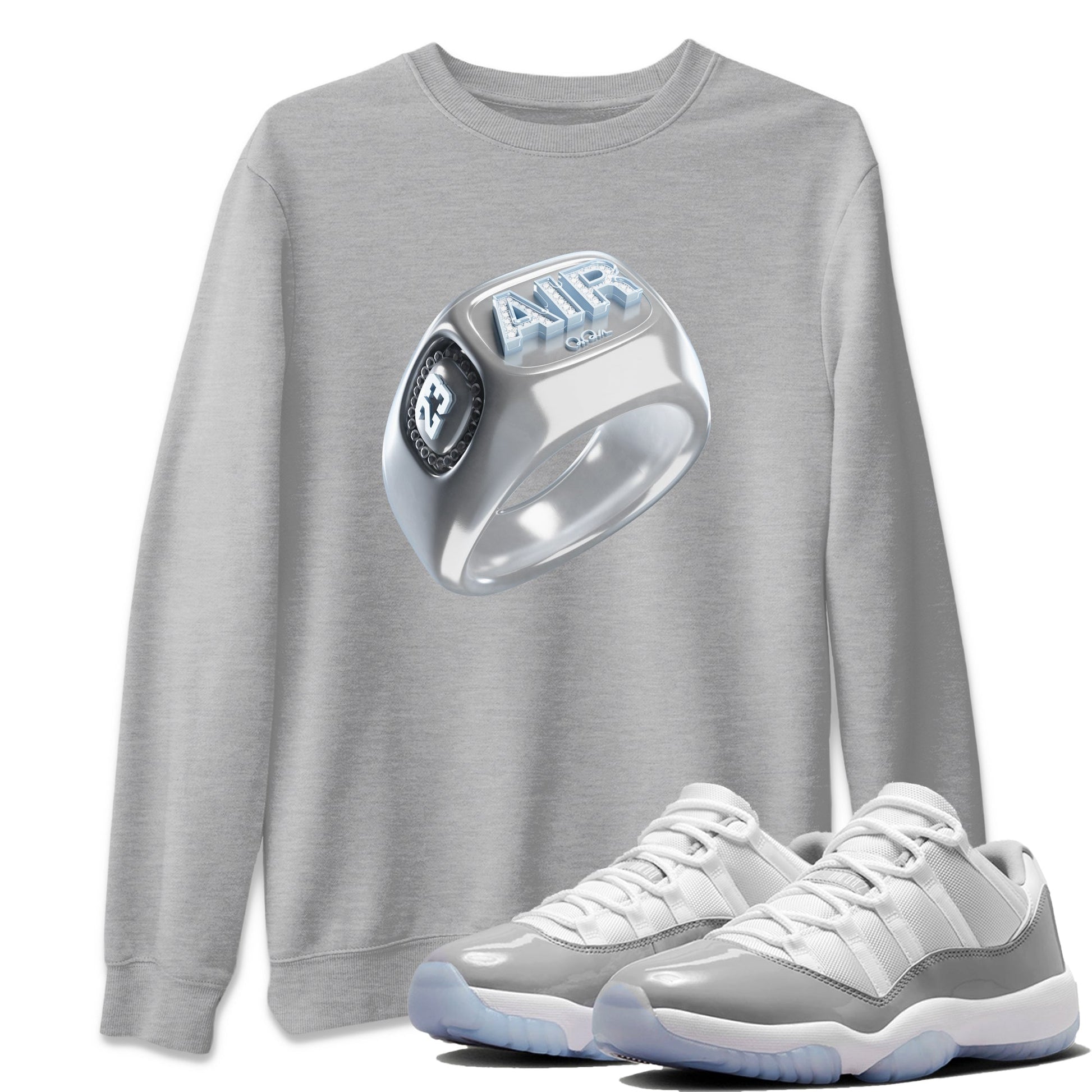 Air Jordan 11 White Cement Sneaker Match Tees Diamond Ring Sneaker Tees Air Jordan 11 Cement Grey Sneaker Release Tees Unisex Shirts Heather Grey 1