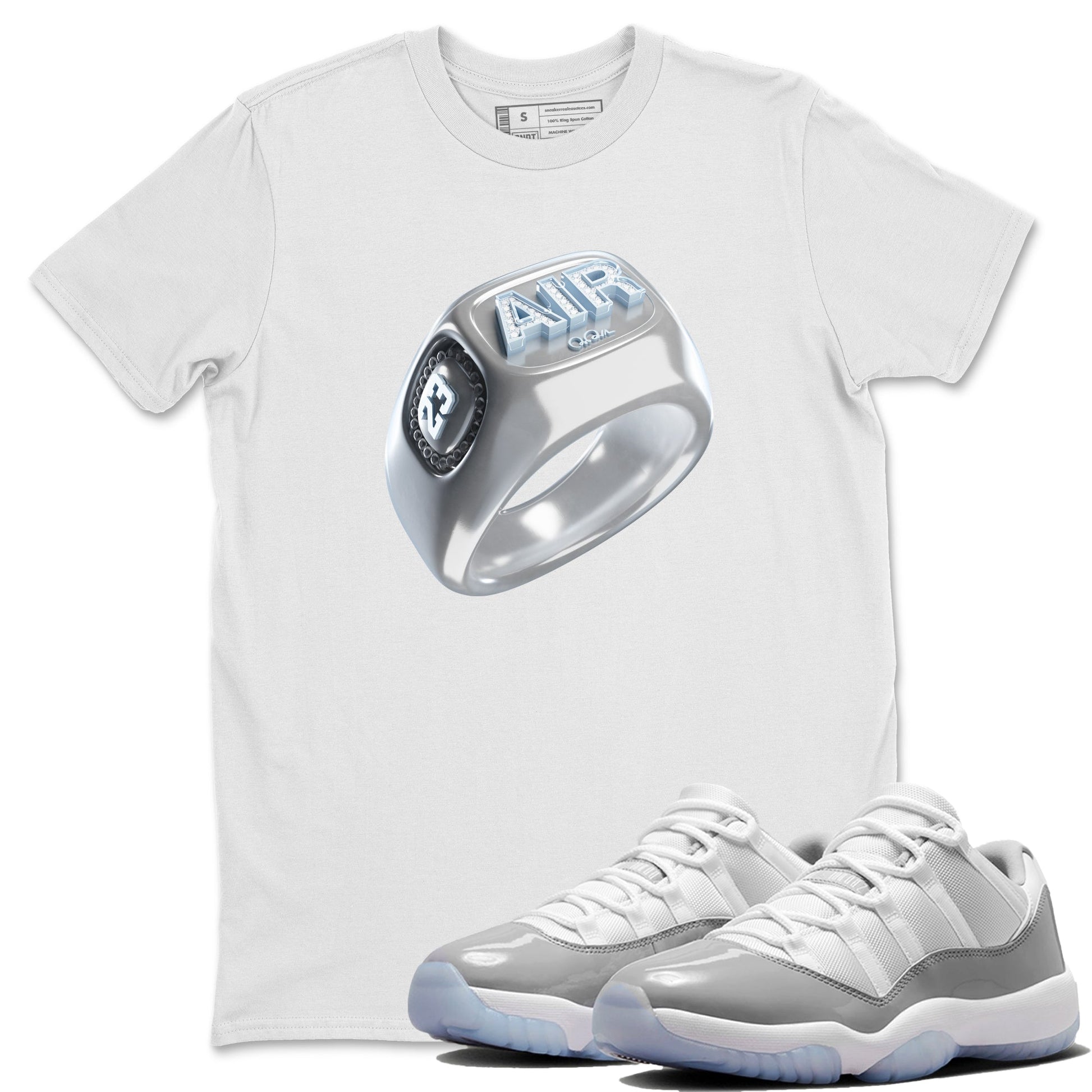 Air Jordan 11 White Cement Sneaker Match Tees Diamond Ring Sneaker Tees Air Jordan 11 Cement Grey Sneaker Release Tees Unisex Shirts White 1