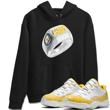 Air Jordan 11 Yellow Python Sneaker Match Tees Diamond Ring Sneaker Tees AJ11 Yellow Python Sneaker Release Tees Unisex Shirts Black 1