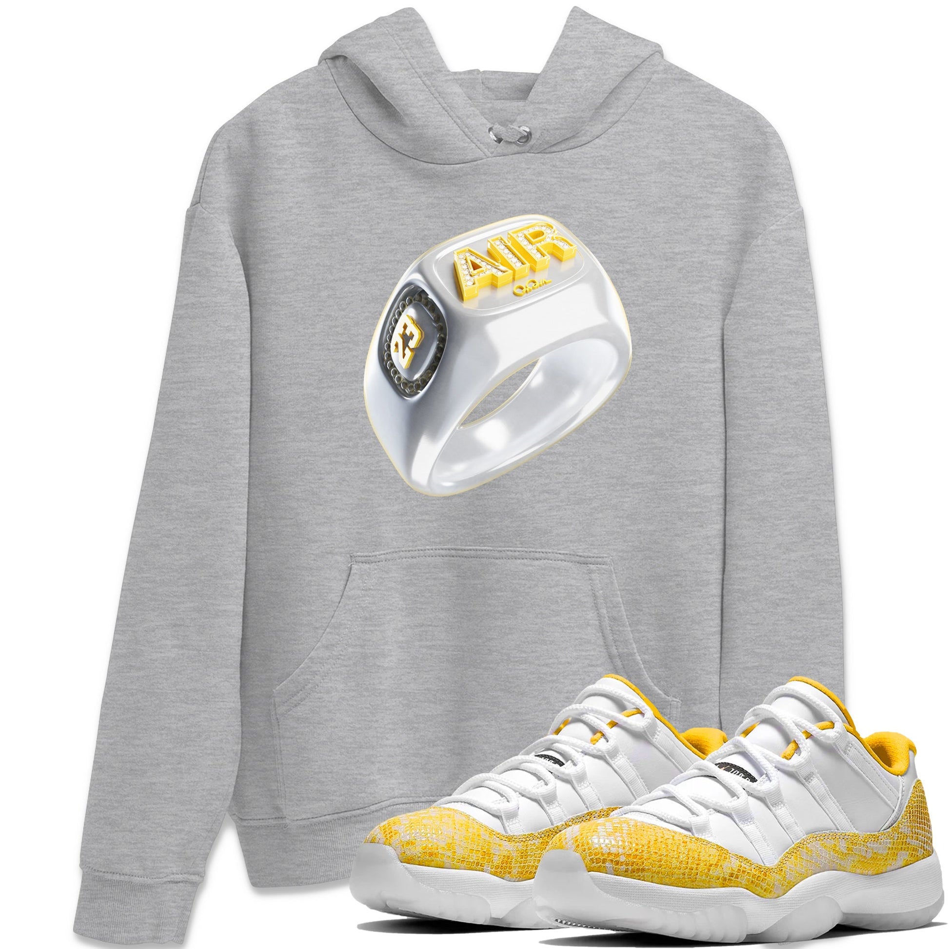 Air Jordan 11 Yellow Python Sneaker Match Tees Diamond Ring Sneaker Tees AJ11 Yellow Python Sneaker Release Tees Unisex Shirts Heather Grey 1