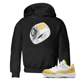 Air Jordan 11 Yellow Python Sneaker Match Tees Diamond Ring Sneaker Tees AJ11 Yellow Python Sneaker Release Tees Kids Shirts Black 1