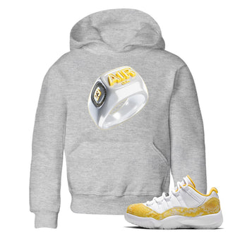 Air Jordan 11 Yellow Python Sneaker Match Tees Diamond Ring Sneaker Tees AJ11 Yellow Python Sneaker Release Tees Kids Shirts Heather Grey 1