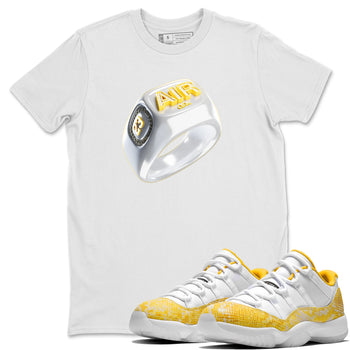 Air Jordan 11 Yellow Python Sneaker Match Tees Diamond Ring Sneaker Tees AJ11 Yellow Python Sneaker Release Tees Unisex Shirts White 1