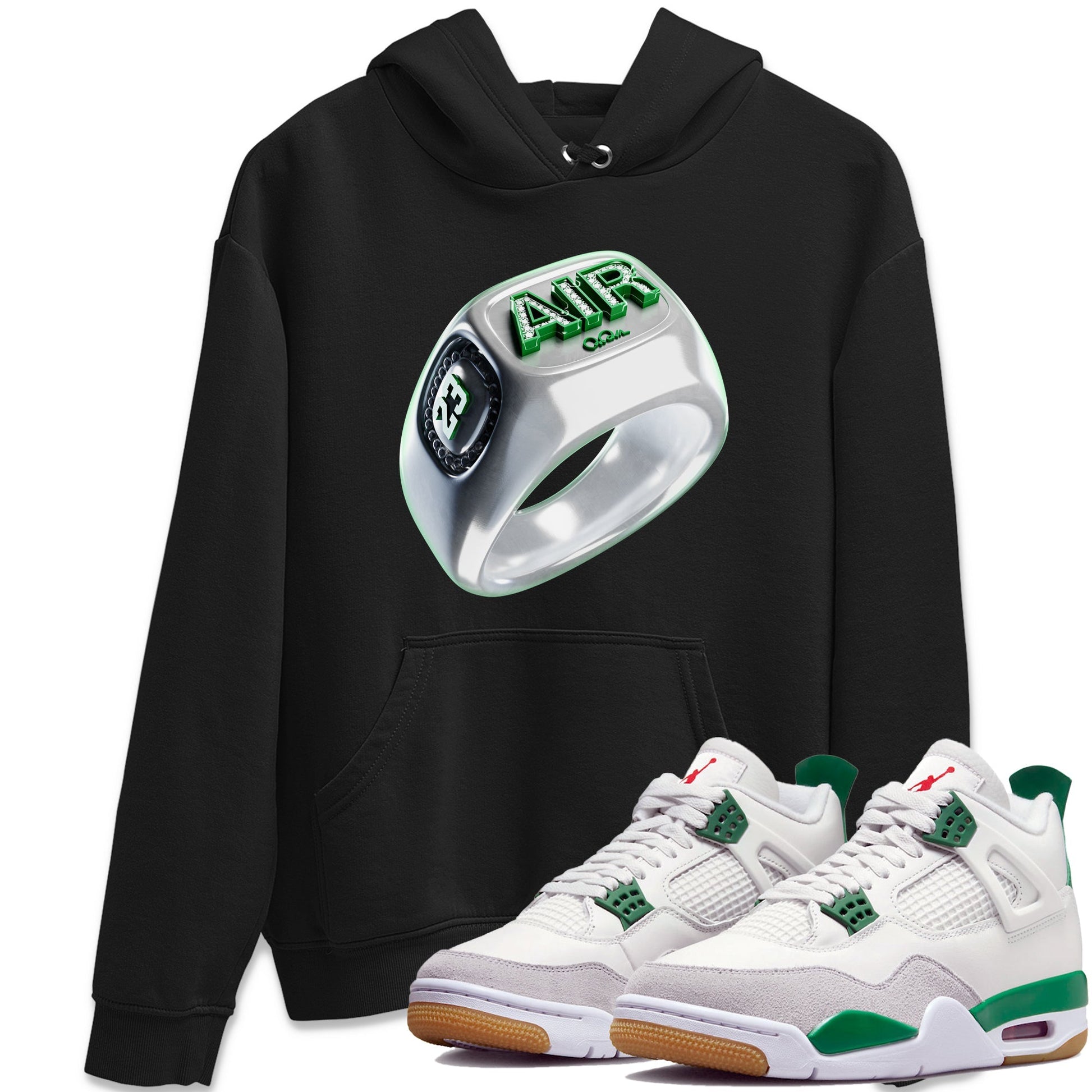Jordan 4 Pine Green SB Sneaker Match Tees Diamond Ring Sneaker Tees AJ4 Pine Green SB Sneaker Tees Sneaker Release Shirts Unisex Shirts Black 1