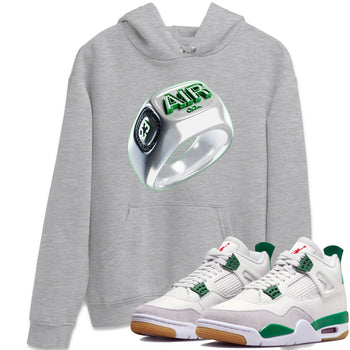 Air Jordan 4 Pine Green Sneaker Match Tees Diamond Ring Sneaker Tees AJ4 Pine Green Sneaker Release Tees Unisex Shirts Heather Grey 1