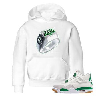 Air Jordan 4 Pine Green Sneaker Match Tees Diamond Ring Sneaker Tees AJ4 Pine Green Sneaker Release Tees Kids Shirts White 1