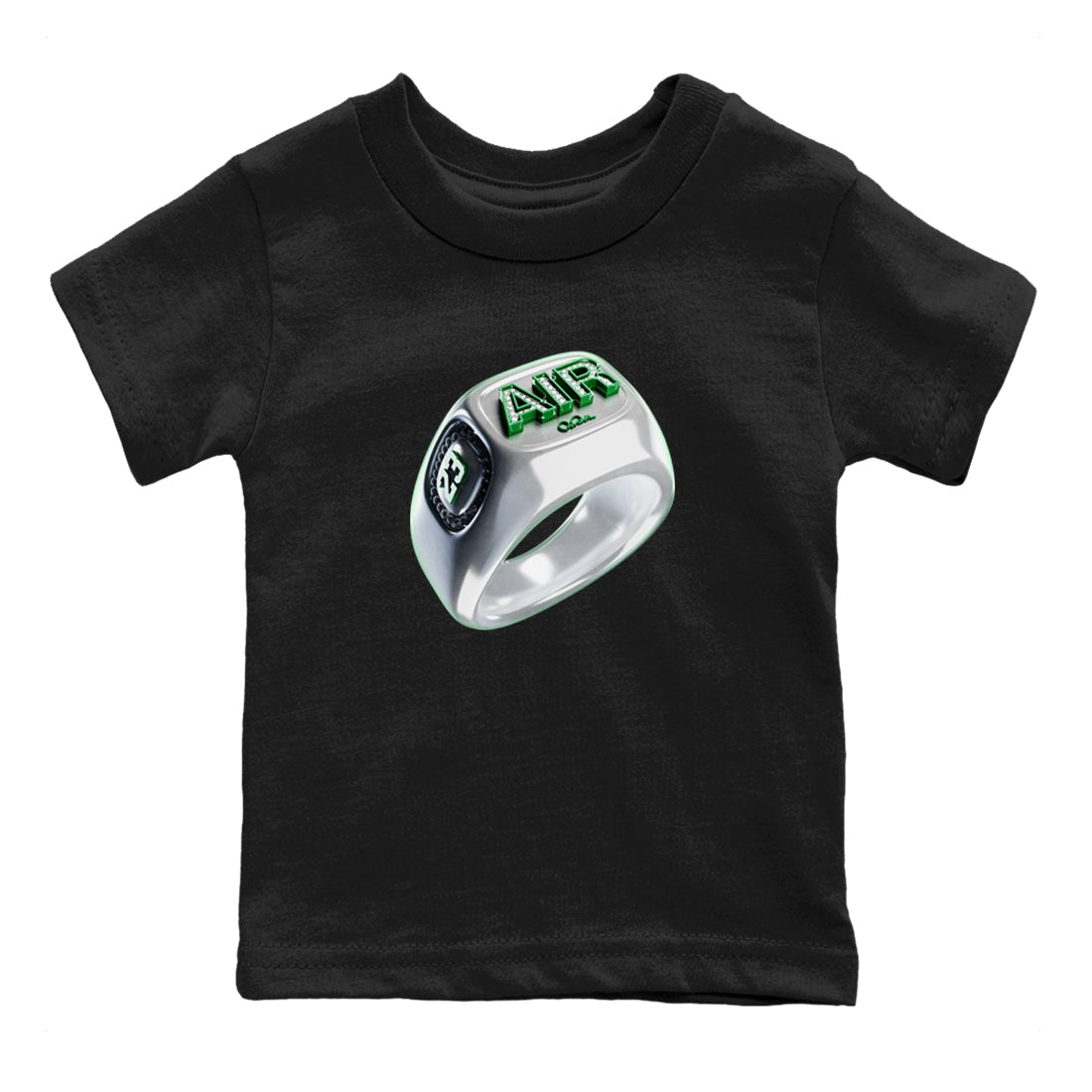 Air Jordan 4 Pine Green Sneaker Match Tees Diamond Ring Sneaker Tees AJ4 Pine Green Sneaker Release Tees Kids Shirts Black 2