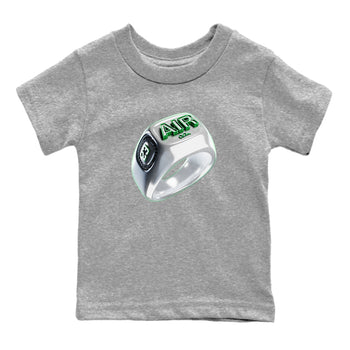 Air Jordan 4 Pine Green Sneaker Match Tees Diamond Ring Sneaker Tees AJ4 Pine Green Sneaker Release Tees Kids Shirts Heather Grey 2