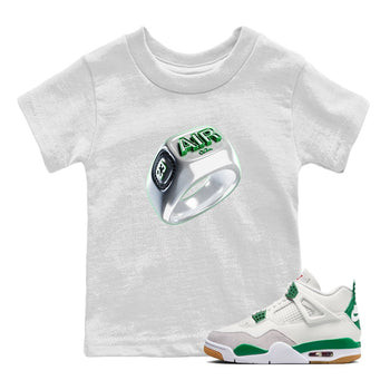 Jordan 4 Pine Green SB Sneaker Match Tees Diamond Ring Sneaker Tees AJ4 Pine Green SB Sneaker Tees Sneaker Release Shirts Kids Shirts White 1