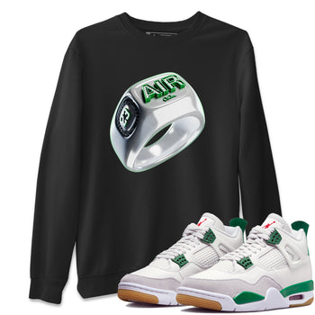 Air Jordan 4 Pine Green Sneaker Match Tees Diamond Ring Sneaker Tees AJ4 Pine Green Sneaker Release Tees Unisex Shirts Black 1