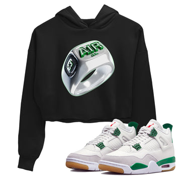 Air Jordan 4 Pine Green Sneaker Match Tees Diamond Ring Sneaker Tees AJ4 Pine Green Sneaker Release Tees Women's Shirts Black 1