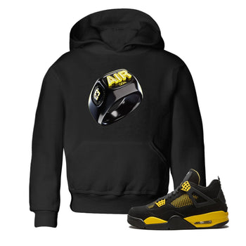 Air Jordan 4 Thunder Sneaker Match Tees Diamond Ring Sneaker Tees AJ4 Thunder Jumpman Sneaker Release Tees Kids Shirts Black 1