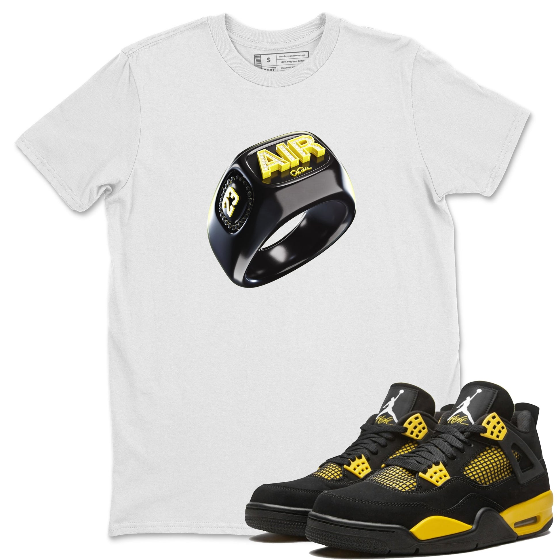 Air Jordan 4 Thunder Sneaker Match Tees Diamond Ring Sneaker Tees AJ4 Thunder Jumpman Sneaker Release Tees Unisex Shirts White 1