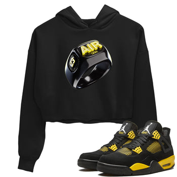 Air Jordan 4 Thunder Sneaker Match Tees Diamond Ring Sneaker Tees AJ4 Thunder Jumpman Sneaker Release Tees Women's Shirts Black 1