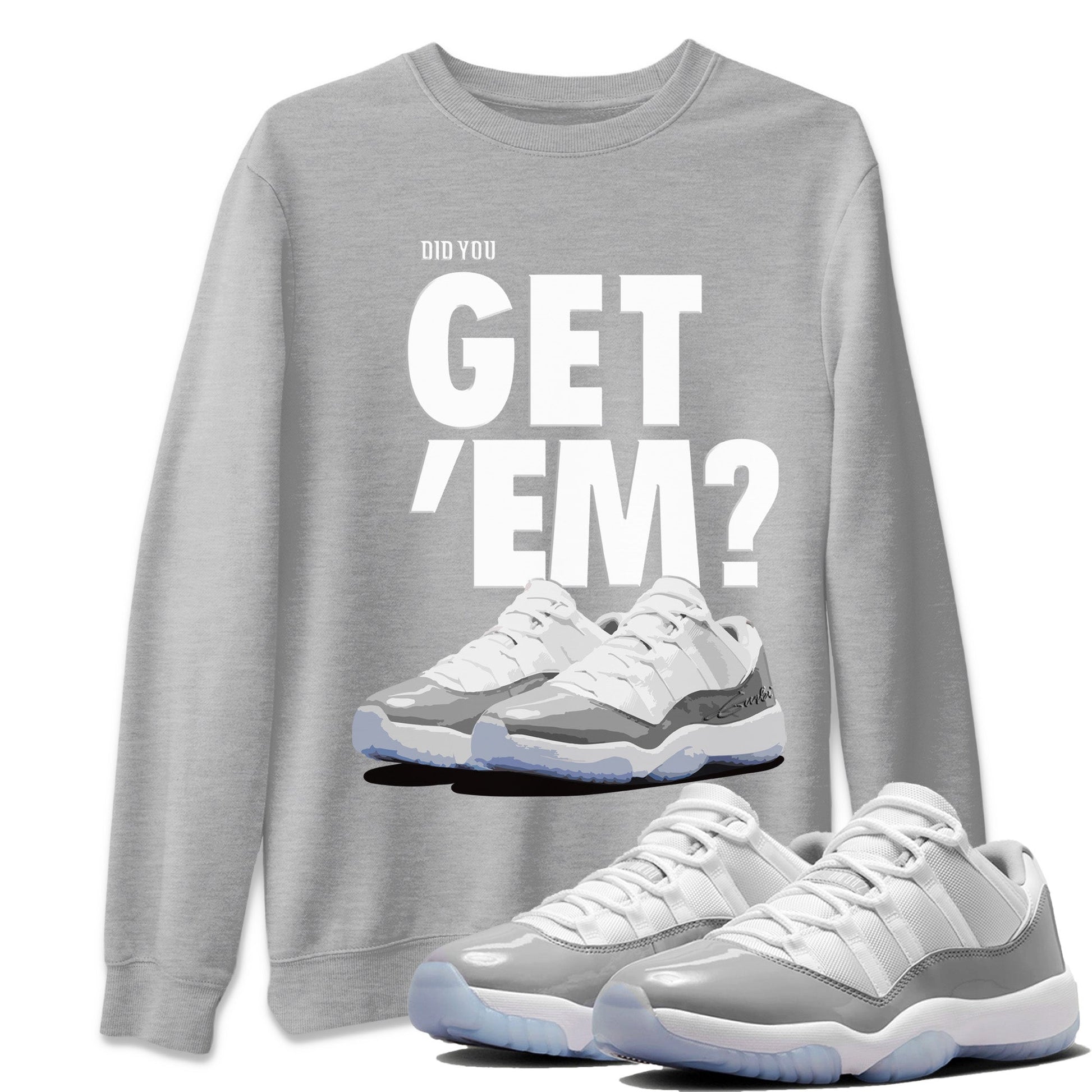 Air Jordan 11 White Cement Sneaker Match Tees Did You Get 'Em SNRT Sneaker Tees Air Jordan 11 Cement Grey SNRT Sneaker Release Tees Unisex Shirts To Match Jordan Heather Grey 1