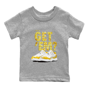 Air Jordan 11 Yellow Python Sneaker Match Tees Did You Get 'Em SNRT Sneaker Tees 11s Yellow Snakeskin SNRT Sneaker Release Tees Kids Shirts To Match Jordan Heather Grey 2