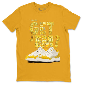 Air Jordan 11 Yellow Python Sneaker Match Tees Did You Get 'Em SNRT Sneaker Tees 11s Yellow Snakeskin SNRT Sneaker Release Tees Unisex Shirts To Match Jordan Gold 2