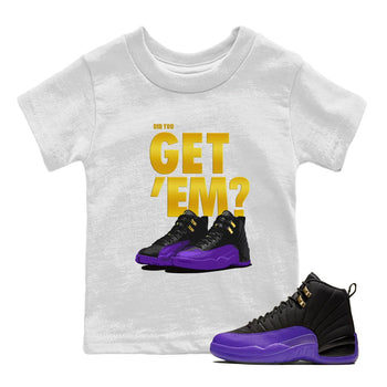 Air Jordan 12 Field Purple Sneaker Match Tees Did You Get 'Em 12s Field Purple Tees SNRT Sneaker Release Tees Kids Shirts To Match Jordan White 1