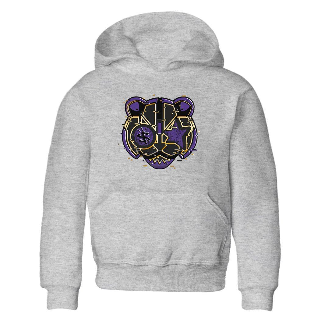 Air Jordan 12 Field Purple Sneaker Match Tees Digital Cat Face Sneaker Tees 12s Field Purple Sneaker Release Tees Kids Shirts Heather Grey 2
