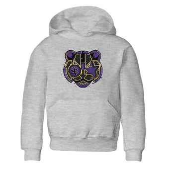 Air Jordan 12 Field Purple Sneaker Match Tees Digital Cat Face Sneaker Tees 12s Field Purple Sneaker Release Tees Kids Shirts Heather Grey 2