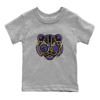 Air Jordan 12 Field Purple Sneaker Match Tees Digital Cat Face Sneaker Tees 12s Field Purple Sneaker Release Tees Kids Shirts Heather Grey 2