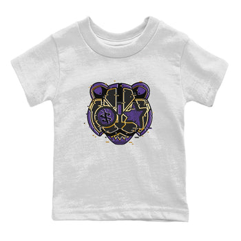 Air Jordan 12 Field Purple Sneaker Match Tees Digital Cat Face Sneaker Tees 12s Field Purple Sneaker Release Tees Kids Shirts White 2