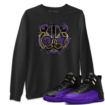 Air Jordan 12 Field Purple Sneaker Match Tees Digital Cat Face Sneaker Tees 12s Field Purple Sneaker Release Tees Unisex Shirts Black 1