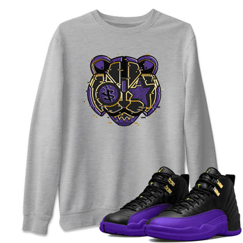 Air Jordan 12 Field Purple Sneaker Match Tees Digital Cat Face Sneaker Tees 12s Field Purple Sneaker Release Tees Unisex Shirts Heather Grey 1