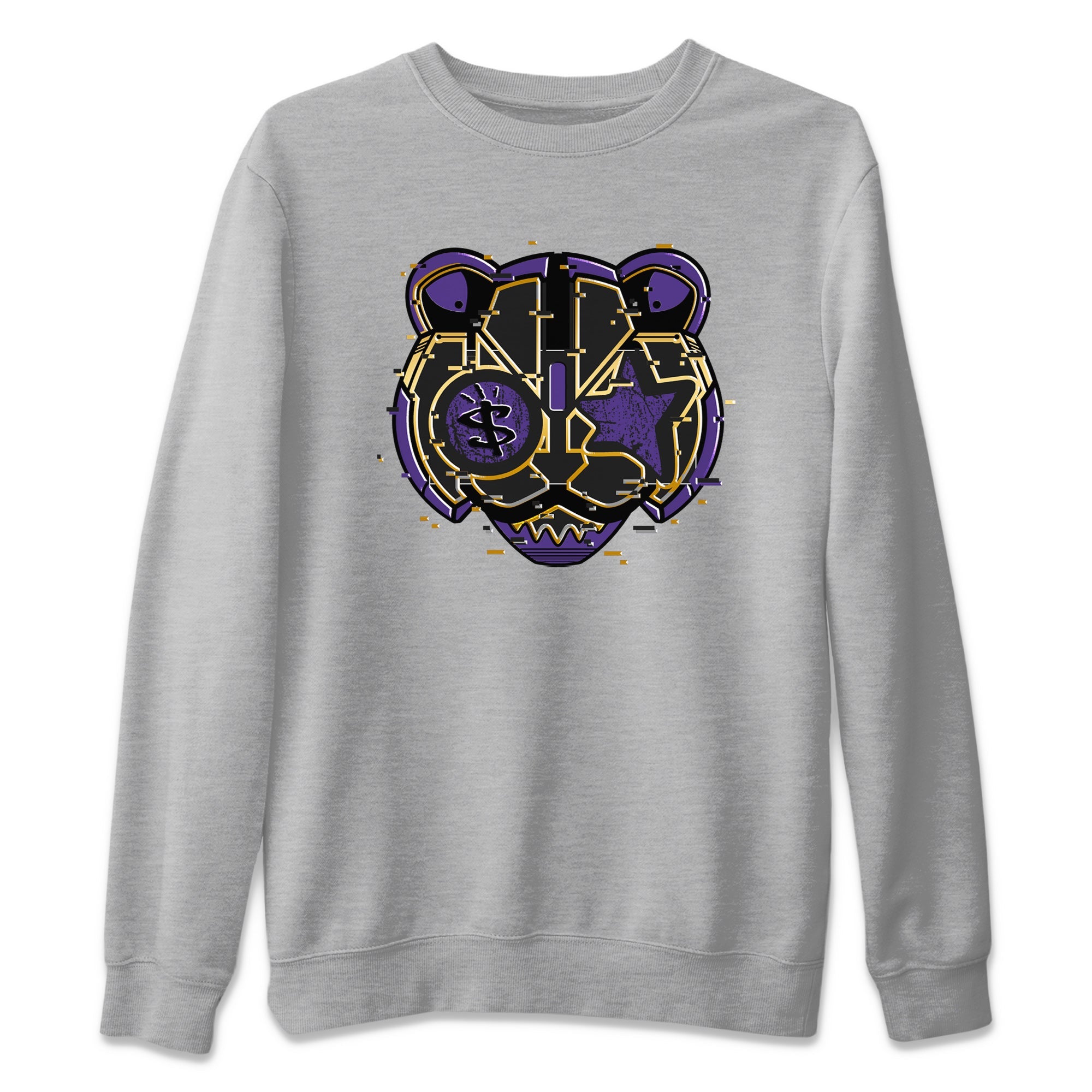 Air Jordan 12 Field Purple Sneaker Match Tees Digital Cat Face Sneaker Tees 12s Field Purple Sneaker Release Tees Unisex Shirts Heather Grey 2