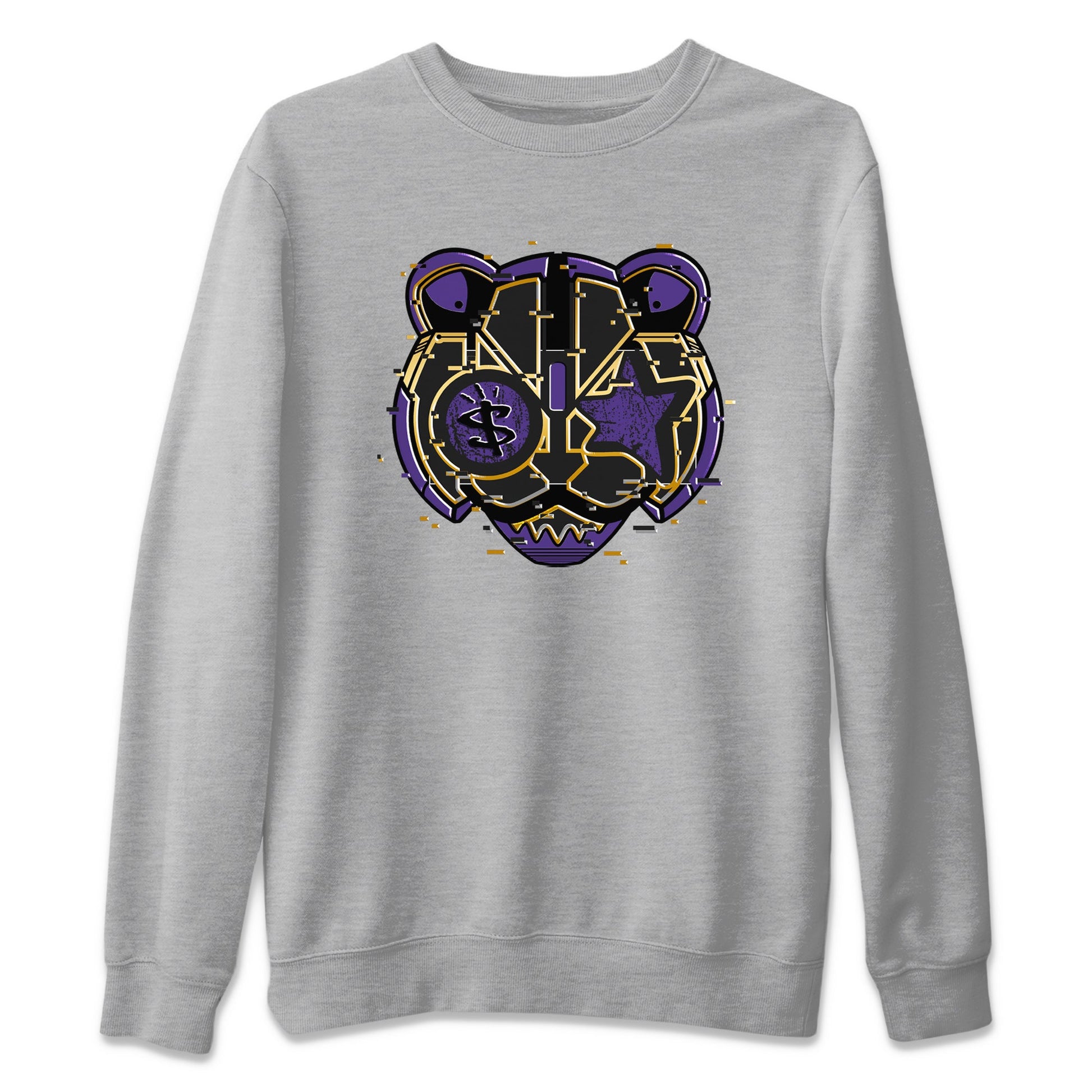 Air Jordan 12 Field Purple Sneaker Match Tees Digital Cat Face Sneaker Tees 12s Field Purple Sneaker Release Tees Unisex Shirts Heather Grey 2