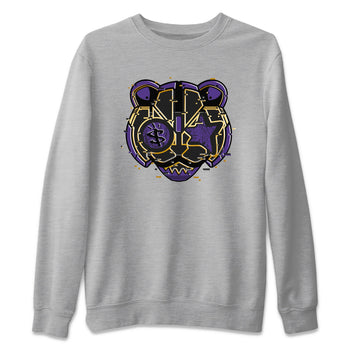 Air Jordan 12 Field Purple Sneaker Match Tees Digital Cat Face Sneaker Tees 12s Field Purple Sneaker Release Tees Unisex Shirts Heather Grey 2