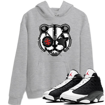 Air Jordan 13 Black Flint Sneaker Match Tees Digital Cat Face Sneaker Tees Air Jordan 13 Retro Black Flint Sneaker Release Tees Unisex Shirts Heather Grey 1
