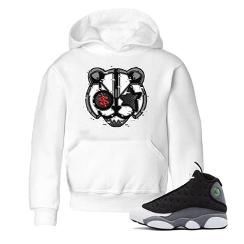 Air Jordan 13 Black Flint Sneaker Match Tees Digital Cat Face Sneaker Tees Air Jordan 13 Retro Black Flint Sneaker Release Tees Kids Shirts White 1