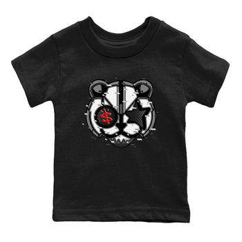 Air Jordan 13 Black Flint Sneaker Match Tees Digital Cat Face Sneaker Tees Air Jordan 13 Retro Black Flint Sneaker Release Tees Kids Shirts Black 2