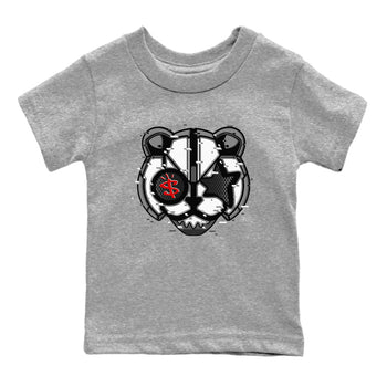 Air Jordan 13 Black Flint Sneaker Match Tees Digital Cat Face Sneaker Tees Air Jordan 13 Retro Black Flint Sneaker Release Tees Kids Shirts Heather Grey 2