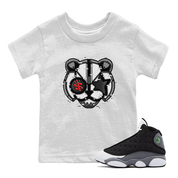 Air Jordan 13 Black Flint Sneaker Match Tees Digital Cat Face Sneaker Tees Air Jordan 13 Retro Black Flint Sneaker Release Tees Kids Shirts White 1