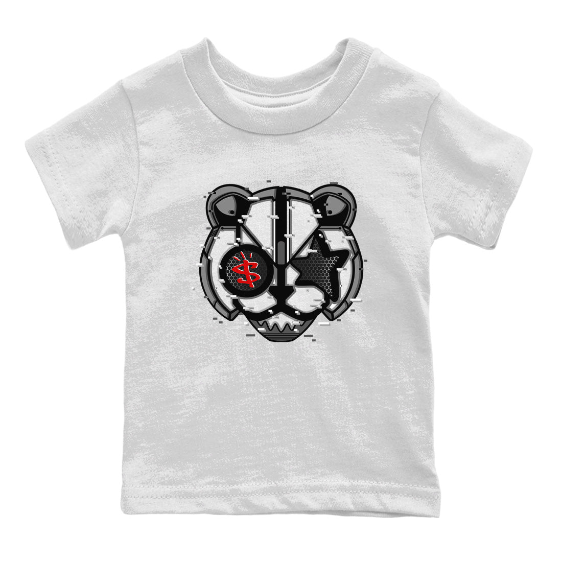 Air Jordan 13 Black Flint Sneaker Match Tees Digital Cat Face Sneaker Tees Air Jordan 13 Retro Black Flint Sneaker Release Tees Kids Shirts White 2