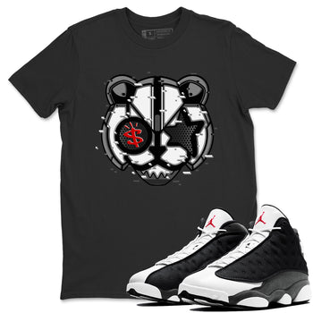 Air Jordan 13 Black Flint Sneaker Match Tees Digital Cat Face Sneaker Tees Air Jordan 13 Retro Black Flint Sneaker Release Tees Unisex Shirts Black 1