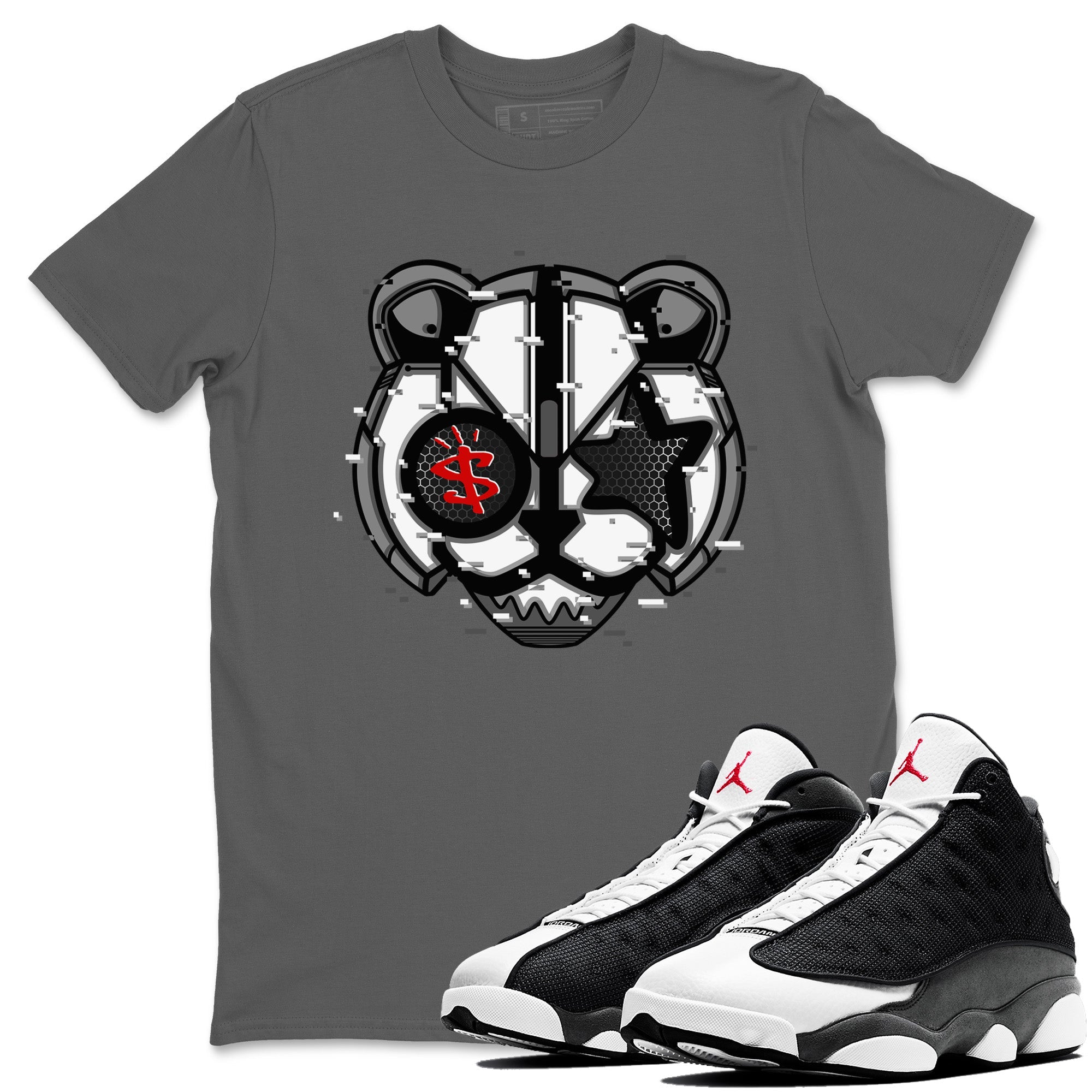 Air Jordan 13 Black Flint Sneaker Match Tees Digital Cat Face Sneaker Tees Air Jordan 13 Retro Black Flint Sneaker Release Tees Unisex Shirts Cool Grey 1