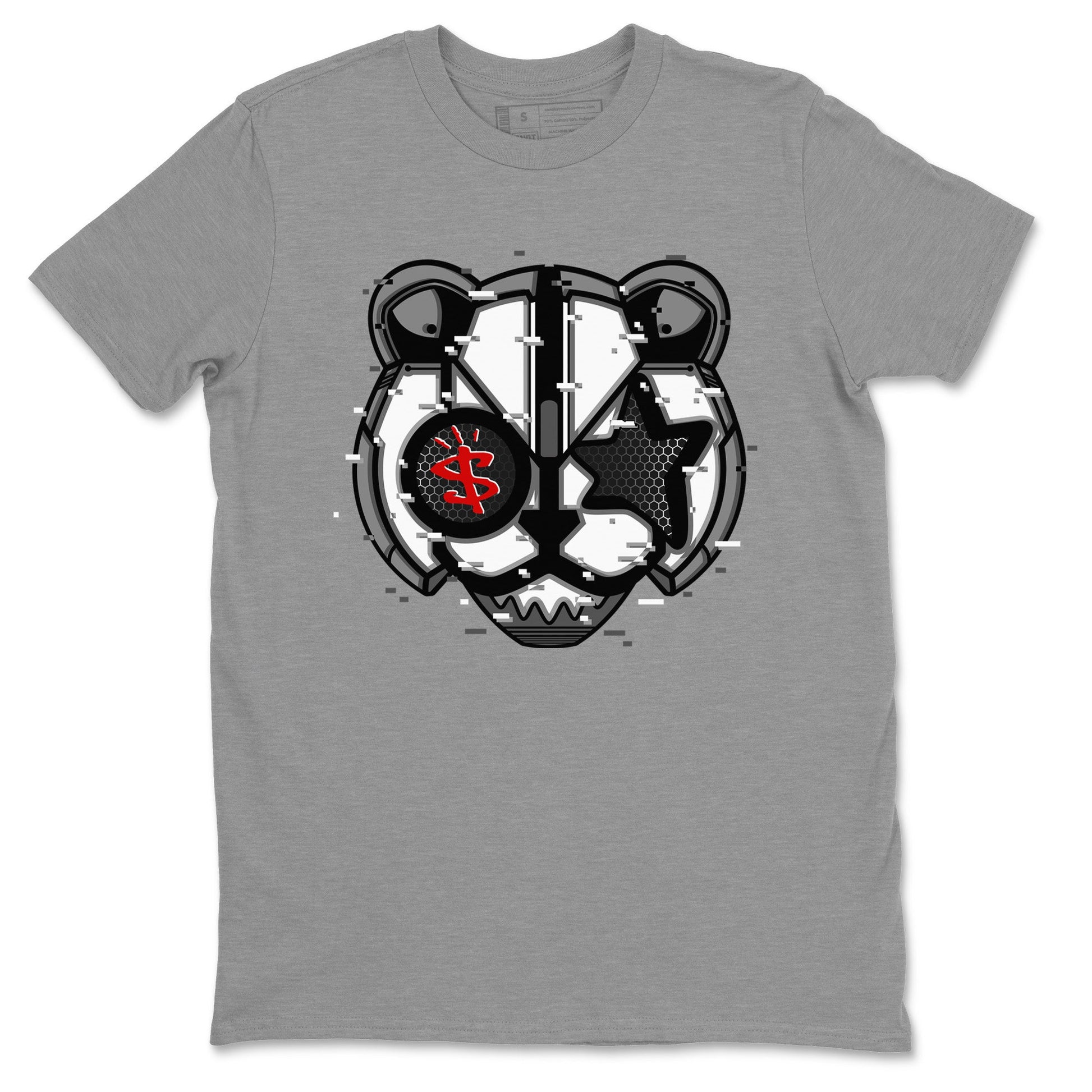 Air Jordan 13 Black Flint Sneaker Match Tees Digital Cat Face Sneaker Tees Air Jordan 13 Retro Black Flint Sneaker Release Tees Unisex Shirts Heather Grey 2