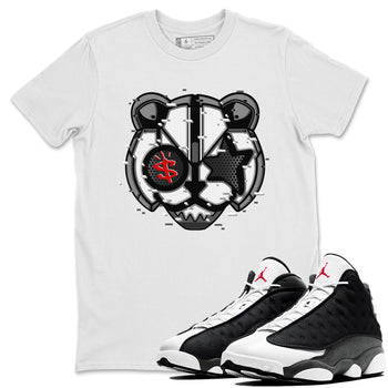Air Jordan 13 Black Flint Sneaker Match Tees Digital Cat Face Sneaker Tees Air Jordan 13 Retro Black Flint Sneaker Release Tees Unisex Shirts White 1