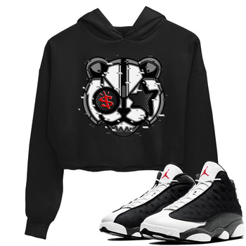 Air Jordan 13 Black Flint Sneaker Match Tees Digital Cat Face Sneaker Tees Air Jordan 13 Retro Black Flint Sneaker Release Tees Women's Shirts Black 1
