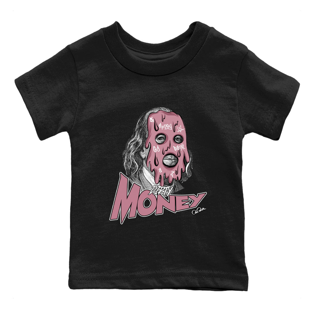 Air Jordan 1 Mauve shirt to match jordans Dirty Money sneaker tees AJ1Mauve SNRT Sneaker Release Tees Baby Toddler Black 2 T-Shirt