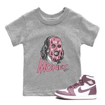 Air Jordan 1 Mauve shirt to match jordans Dirty Money sneaker tees AJ1Mauve SNRT Sneaker Release Tees Baby Toddler Heather Grey 1 T-Shirt
