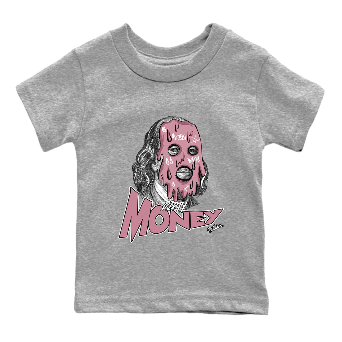Air Jordan 1 Mauve shirt to match jordans Dirty Money sneaker tees AJ1Mauve SNRT Sneaker Release Tees Baby Toddler Heather Grey 2 T-Shirt