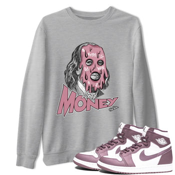 Air Jordan 1 Mauve shirt to match jordans Dirty Money sneaker tees AJ1Mauve SNRT Sneaker Release Tees Unisex Heather Grey 1 T-Shirt