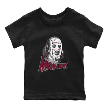 1s Metallic Burgundy shirt to match jordans Dirty Money sneaker tees AJ1 Metallic Burgundy SNRT Sneaker Release Tees Baby Toddler Black 2 T-Shirt